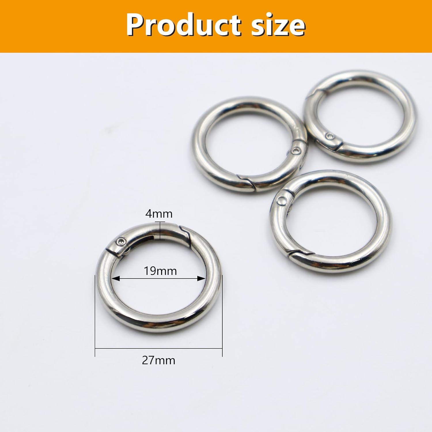 20 Pezzi 27mm Moschettone Rotondo Lega Zinco Gancio Fibbia Portachiavi Artigianato e Accessori Scatto Molla Rotonda per DIY Artigianato, Accessori per Borse (Argento, Oro, Grigio Pistola) - Honorern