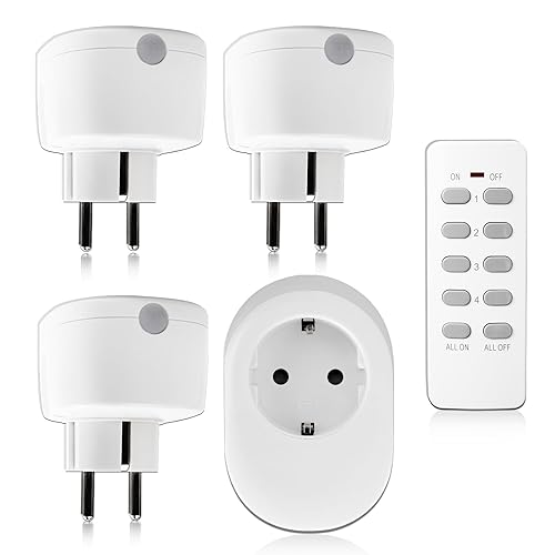 Presa con Telecomando, 3680W 4 Prese e 1er Telecomandi, Presa Telecomandata, Presa Smart con Gamma 30m, Telecomandi per Decorazioni Natalizie, Programmabile ed Espandibile, Bianco - Honorern