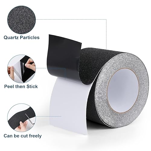 Nastro Adesivo Antiscivolo, Strisce Antiscivolo per Scale, 10cm × 10m, Nastro Antiscivolo per Scale, Esterne, Interne, Antiscivolo Scale...Nero - Honorern