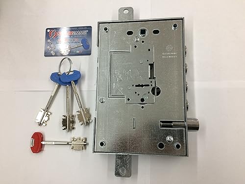 SERRATURA PER PORTE BLINDATA SECUREMME DOPPIA MAPPA SERIE 25 CUORE SECURMAP ANTIMANIPOLAZIONE ENTRATA CHIAVE E MANIGLIA 63mm DESTRA A SPINGERE INTERASSE 28mm - Honorern