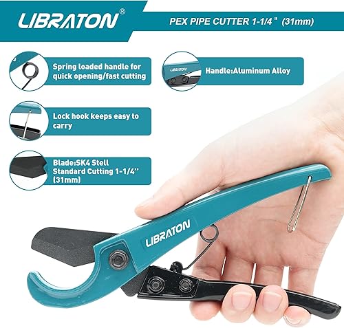 Libraton Tagliatubi PEX 31mm, Taglia Tubi PVC Portatile, Tagliatubi Plastica da 5 pezzi, Taglierina per Tubi per Tubi in PEX, Sottile PVC, PPR - Honorern
