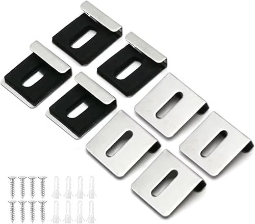 Confezione da 8 clip per specchio in metallo, supporto per specchio da parete con cuscinetto in gomma a vite, gancio resistente per esporre cornici fotografiche, specchi, cartelloni - Honorern