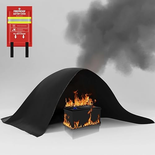 Coperta Antincendio per Batteria per Ebike ed Escooter, Coperta Ignifuga per Batteria al litio, Protezione Ignifuga e Isolamento Termico(100 x 125cm) - Honorern