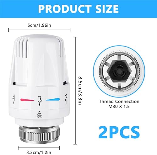 Flintronic Termostato da Radiatore, 2Pezzi Termostatica Intelligente, per Riscaldamento Intelligente, Sistema di riscaldamento con controllo automatico della temperatura, Universale, Bianco - Honorern