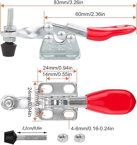 4 Pezzi Morsetto a Ginocchiera, Morsetto a Ginocchiera Orizzontale Chiusura a Tensione Morsetto a Ginocchiera Orizzontale per Saldatura/Macchinari/Carpenteria - Honorern