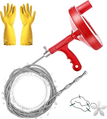 Sonda Sturatubi 6.7M, Stura Lavandini e Scarichi Professionale, Molla Sturatubi per Scarico Cucina Doccia Intasato e WC, Coclea di Drenaggio per Pulizia Tubi - Honorern