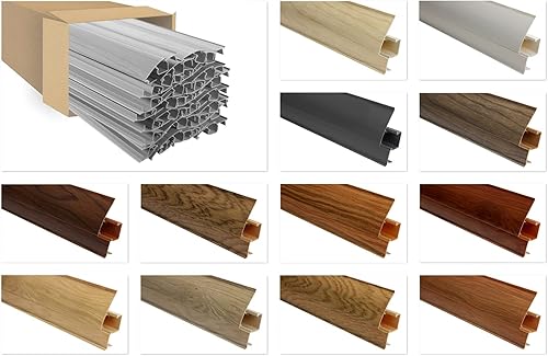 LEMAL, battiscopa in PVC da 65 x 23 mm, battiscopa con canalina per cavi (20 metri, 101A, colore bianco), modanature in plastica per tappeti, listelli per transizione - Honorern