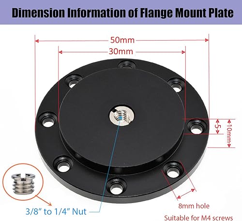 Homeet Supporto da parete per fotocamera fai da te, con flangia da scrivania per esterni, telecamera di sicurezza interna, con supporto per microfono da 3/8' a 5/8' - Honorern