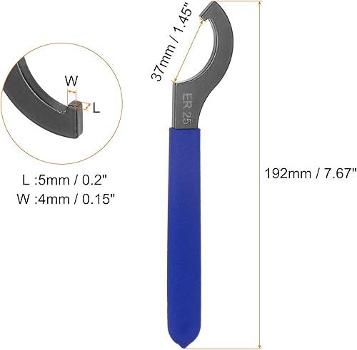 QUARKZMAN Chiave a Gancio C Er25 Dado Chiave Antiurto Mandrino in Acciaio Dado con Impugnatura Antiscivolo Blu per Serraggio Tornio - Honorern