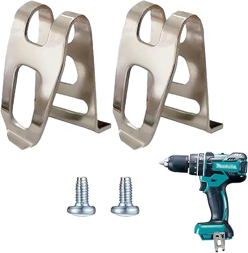 2 clip per cintura compatibili con soffiatore Makita Cordless, gancio per cintura in acciaio inox, gancio di ricambio per utensili elettrici, gancio multiuso (2 colori acciaio + 2 viti) - Honorern