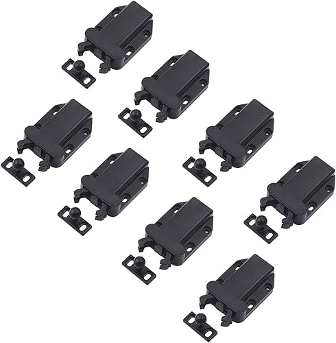 LIKERAINY Push to Open Chiavistelli per Porte Plastica Rullo Chiusura a Scatto Serratura per Porta Armadi da Cucina Cassetti Casa Mobilia Bagno Credenza Nero (8 Pcs) - Honorern