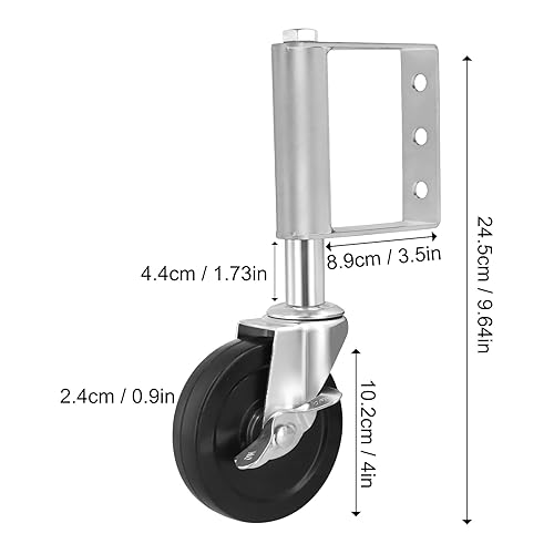 Ruote per Cancello a Molla, Rotelle del Cancello in Gomma con Freno, Girevoli Rotella Caricata a Molla, Ruote per Cancello in Legno Recinzione, 10,2cm, Capacità di Carico di 100 KG (Argento) - Honorern