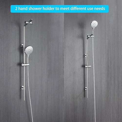 Set Asta Doccia con Doccetta a 3 Getti, con 2 Supporto Regolabile, Kit Saliscendi Doccia Regolabile in Altezza, Colonna Doccetta Senza Miscelatore, Acciaio Inox 304, Cromo - Honorern