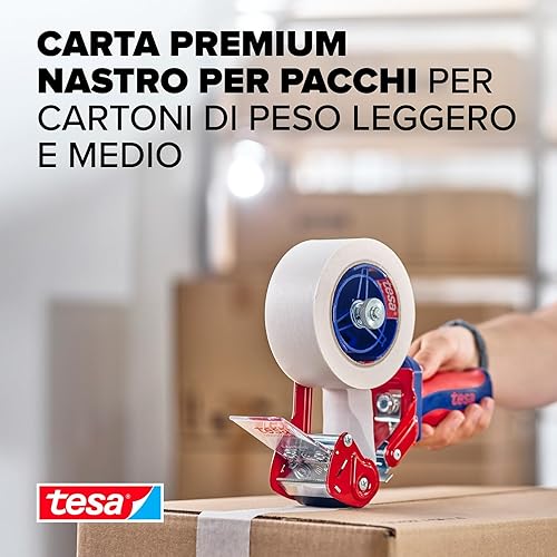 tesa UK Tesapack 4313 00004-10 - Nastro di carta per pacchi e cartone, 6 rotoli da 50 m x 50 mm, 6 x 50 mm, colore: Bianco - Honorern