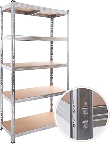 Scaffalature per carichi pesanti, set da 2, mensole da cantina, 180 x 90 x 40 cm, portata fino a 875 kg, scaffali, scaffali, struttura in acciaio rinforzato, 5 ripiani regolabili, argento, P114 - Honorern