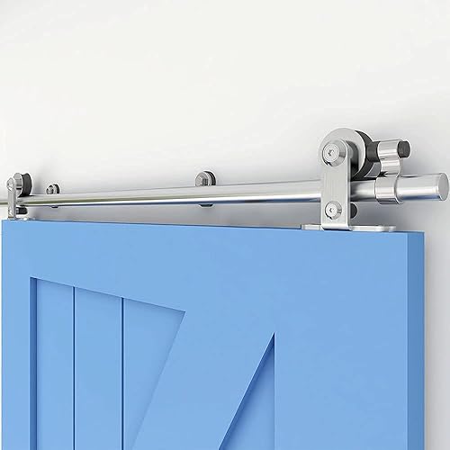 CCJH 200 cm/6.6FT In Acciaio Inox Scorrevole Barn Door Hardware Kit Binario Rullo Armadio Accessorio per Porta Singola Forma T - Honorern