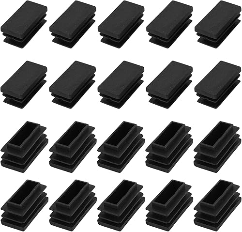 Tappi di Chiusura Rettangolari (30 x 15mm) 24pz, Tappi di Chiusura Filettati per Inserti di Tubi Rettangolari in Plastica - per Gambe di Mobili Tavoli Sedie, Nero - Honorern
