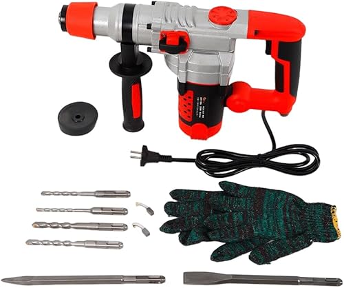 Martello Perforatore Martello Demolitore 2200W Martello Demolitore 6J, 4 Funzioni, 6 Velocità Variabili 0-930giri/min, Trapano a Percussione di Smorzamento Delle Vibrazioni - Honorern