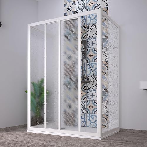 Box doccia 3 Lati 'Acril' in Acrilico con profili in PVC apertura Laterale riducibile 'Made in Italy' (Bianco, 70x120x70 cm) - Honorern