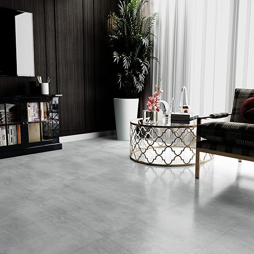 Piastrelle Adesive Pavimento Effetto Cemento Vintage Pavimenti PVC Adesivi Grigio Mattonelle Adesive Cucina Adesivi per Piastrelle Bagno Impermeabile Pavimento Garage 1.5mm 30cm×30cm 12 Pezzi - Honorern