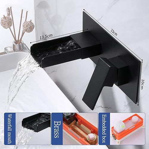 Rubinetto A Cascata Per Lavabo A Muro Rubinetto Per Lavabo Bagno Miscelatore Bagno Lavabo Rubinetteria Per Lavabo Miscelatore Acqua Calda E Fredda Antispruzzo Tutto In Rame,nero - Honorern