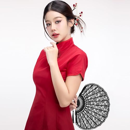 Ventilatore Pieghevole Palmare Ventaglio Pieghevole a Forma di Conchiglia Mano Che Tiene I Fan Fan Portatili in Pizzo Fatti a Mano - Honorern