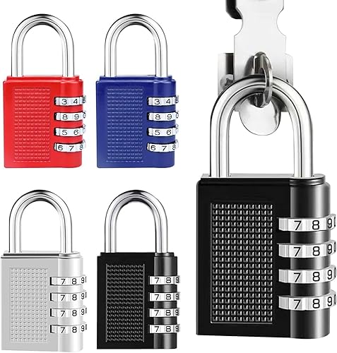 Lucchetto a combinazione Padlock a 4 cifre, resistente alle intemperie, con codice numerico, 4 pezzi - Honorern