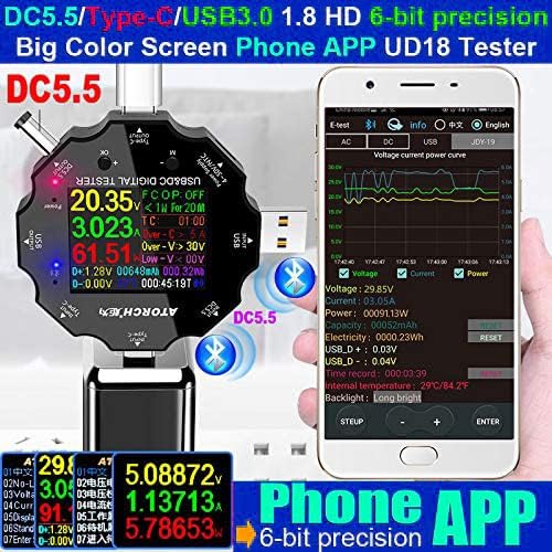 Multimetro LCD Digitale USB Tester Tensione Corrente Resistenza di Potenza capacità Detector Supporto QC3.0/QC4.0/PD Supporto Bluetooth 8 Tipi di Interfaccia - Honorern