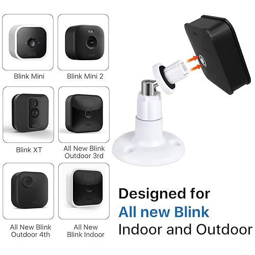Staffa di montaggio a parete fortemente adesiva per telecamera Blink da esterno, telecamera Blink da interno, Blink XT/ XT2, Blink Mini, regolabile a 360 gradi, senza foratura (1) - Honorern