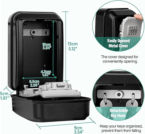 Cassetta di Sicurezza per Chiavi 4 Cifre Grande Impermeabile Emergenza Chiave Cassaforte per Chiavi Esterno da Parete Impermeabile per Casa Fabbrica Scuola Airbnb Garage Ufficio - Honorern