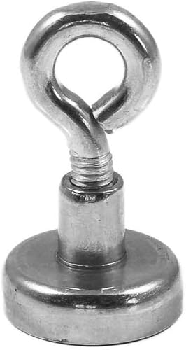 3 pezzi magneti con occhiello in neodimio N35 16 mm Ø | Forza di tenuta 5.5 kg | 3 pezzi magneti in neodimio molto potenti con base e eyebolt, zincato - Honorern