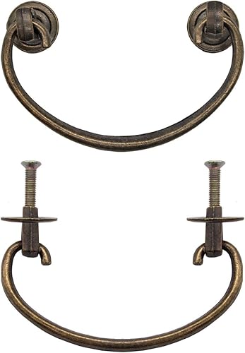 2 maniglie per mobili pieghevoli, maniglie per cassetti, design in ottone bronzo, 95 x 41 mm - Honorern