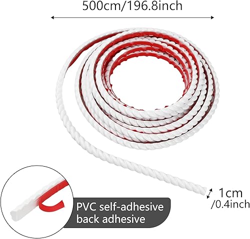 5 m Modanature Flessibili e Rifiniture, Finiture Flessibili per Modanature da Parete, Rivestimento da Parete Autoadesivo per la Casa per Armadio, Cornici di Specchi, Bianco, 5 m x 1 cm - Honorern