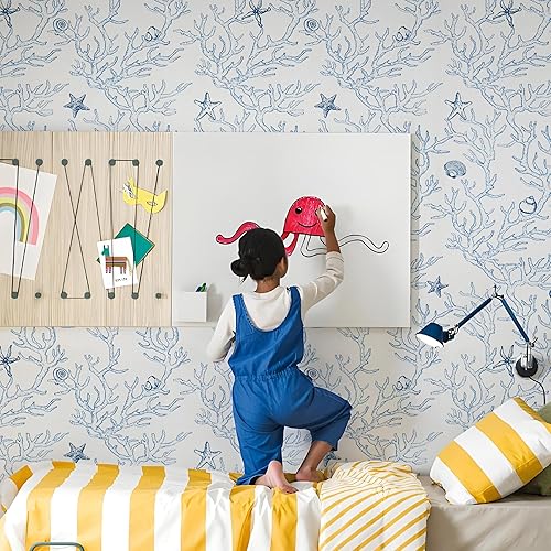 AMIGO Carta da Parati Rimovibile Spessa - Design Corallo Marino Adesivo Decorativo per Armadi, Cassetti e Pareti 44 x 500 cm - Honorern