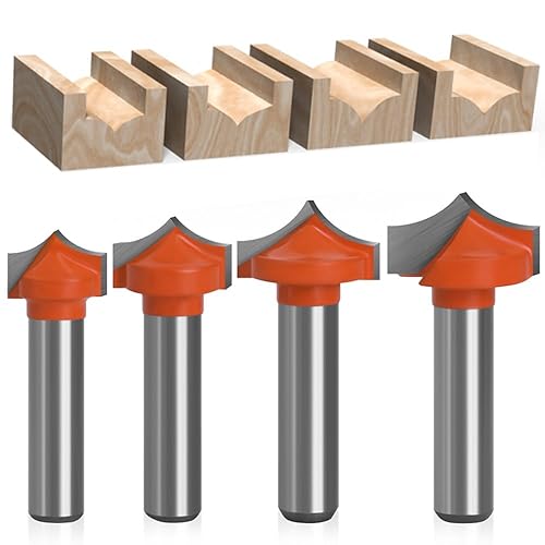 WSOOX Set di 4 Punte per Fresa, Diametro Gambo 8 mm, Arrotondata e Rotonda, per Legno, Utensili per la Lavorazione del Legno - Honorern