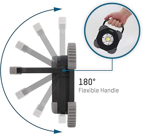 ANSMANN Faretto da cantiere a LED con batteria ricaricabile 2000 lumen e 20W - Luce da lavoro ricaricabile flessibile e dimmerabile IP64 - robusto faretto a LED per cantiere, officina e garage - Honorern