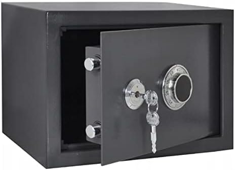 Safe Tresor - Cassaforte per mobili con serratura meccanica a combinazione + serratura a doppia barba, cassaforte da parete, con 2 chiavi da 6 kg, 9 kg, 350 x 250 x 250 cm, colore grigio - Honorern