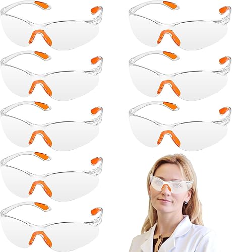 Confezione da 8 occhiali protettivi, occhiali protettivi, occhiali protettivi da lavoro, occhiali protettivi, occhiali protettivi, occhiali protettivi, occhiali da laboratorio per sport di tiro - Honorern