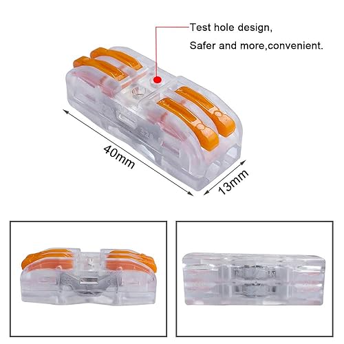 15Pcs KV212 Leva-Dado Cavo Connettore, 2 in 2 fuori Bilaterale 4 Porte Trasparente Connettore Conduttore Compatto, Morsettiera Cavo Connettore Molla Rapido - Honorern