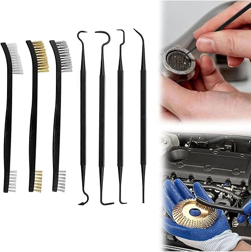 Mini spazzola metallica, speciali per la pulizia a doppia testa, con 4 spazzole a gancio per la pulizia,speciale gancio spazzole per la pulizia vernice ruggine sporco - Honorern