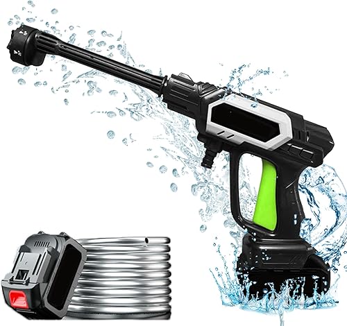 Idropulitrice a Batteria 21V 100Bar Idropulitrice Portatile con Ugello Multifunzione 6 in 1 Idropulitrice Senza Fili con Tubo da 5m per Auto Moto Pulire Giardino Terrazza Prato Irrigazione - Honorern
