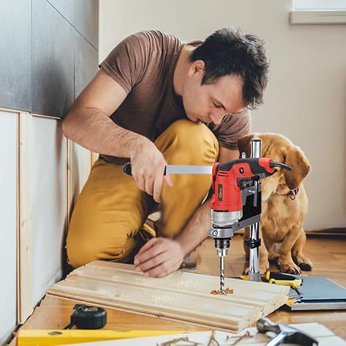 Morsetto universale per trapano banco con anello in gomma antiscivolo regolabile, pilastro in alluminio per trapani elettrici senza fili, diametro mandrino 43 mm - Honorern