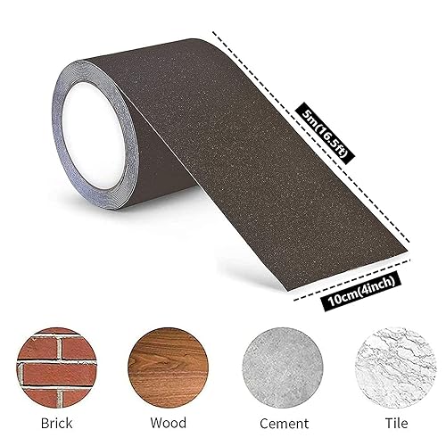 Strisce di Nastro Antiscivolo Autoadesive Marrone, Strisce Antiscivolo per Scale 10cm x 5m - Honorern