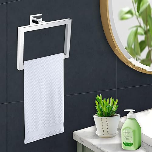 soak Accessorio Bagno Porta Asciugamani con Montaggio a Muro, Design Moderno, Quadrato - Cromato - Honorern