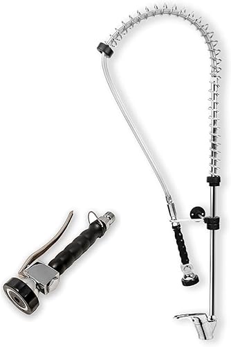 Rubinetto industriale estensibile doccia per lavello da cucine ristoranti con doccetta flessibile nero irroratore moncomando maniglia girevole - Honorern