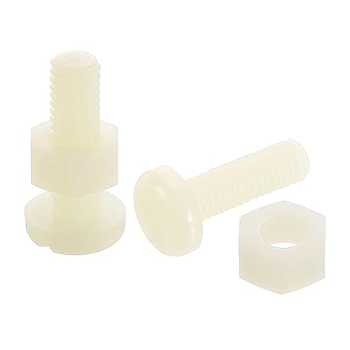 sourcing map Set di 40 dadi assortiti in nylon, viti a testa piatta con intaglio M6 da 1 x 20 mm e dadi M6 - Honorern