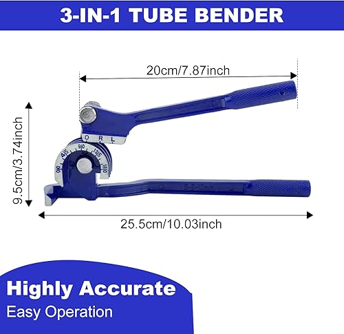Strumento Piegatubi Manuale, Curvatubi Manuale per Tubi, Piegatubi Rame 180 Gradi, 3 in 1 Pinza Piegatrice per Tubo, 1/4'5/16' 3/8'Curvatubi Per Tubo Rame Rame Alluminio Ottone Metallo Metallo - Honorern