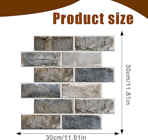 10 Pezzi Pannello Murale con Texture in Mattoni, Pannelli Decorativi 3d per Parete, Pannelli PVC per Pareti, Adesivi Murali Effetto Pietra, per Soggiorno, Camera Da Letto, Camino (Cyan) - Honorern