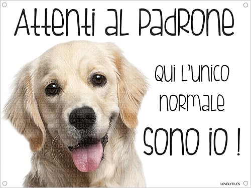 GOLDEN RETRIEVER mod 1 Attenti al padrone qui l'unico normale sono io! CANE CARTELLO TARGA IN METALLO (15x20) - Honorern