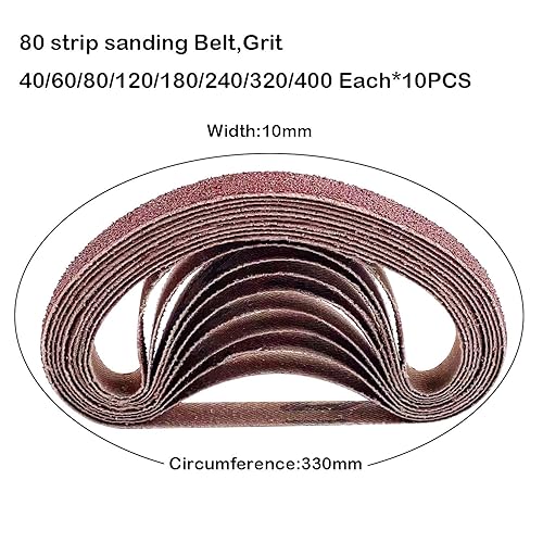 Nastri abrasivi 75 x 457 mm Set di Nastri Abrasivo 5 x grana 40/60/80/120/180/240/320/400 Per levigatrice ad aria compressa, metallo, legno(40 pezzi) - Honorern